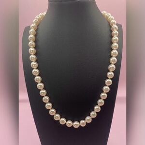 Majorica 1890 Pearl Necklace 18in 925 Sterling Silver Gold Plated Clasp Beaded